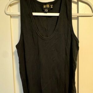 Nation LTD Black Ribbed Scoop Tank Top